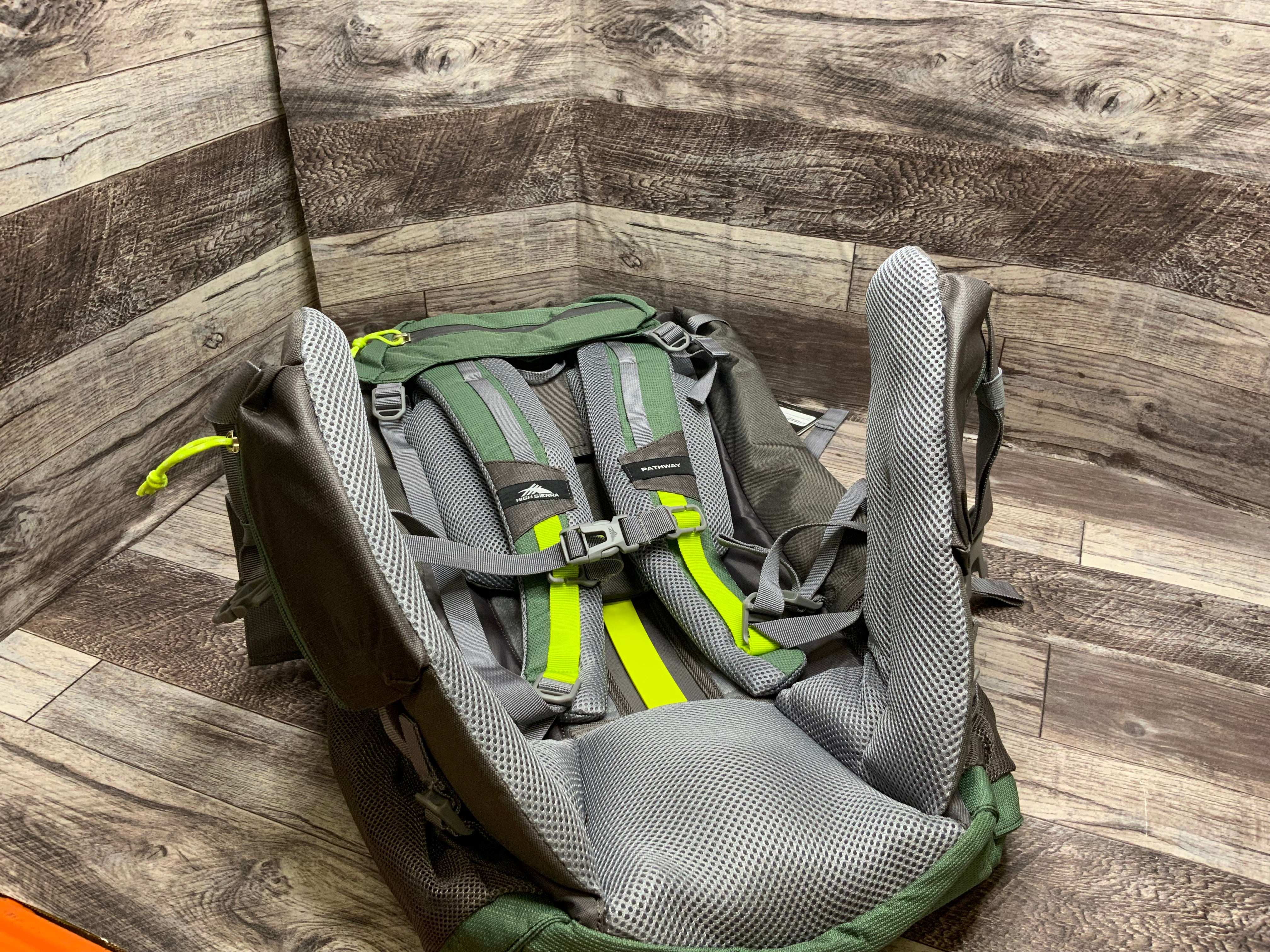 High Sierra Pathway Internal Frame Hiking Backpack, Pine/Slate/Chartreuse, 60L (8086242623726)